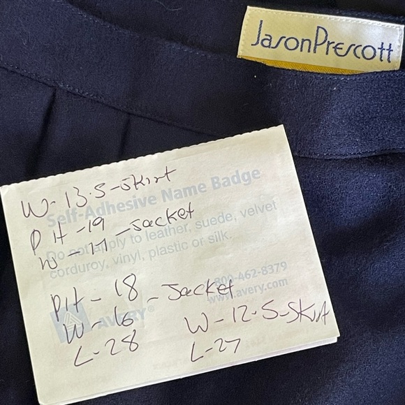 Jason Prescott 100% Wool Navy Blue Skirt Suit - Picture 7 of 11